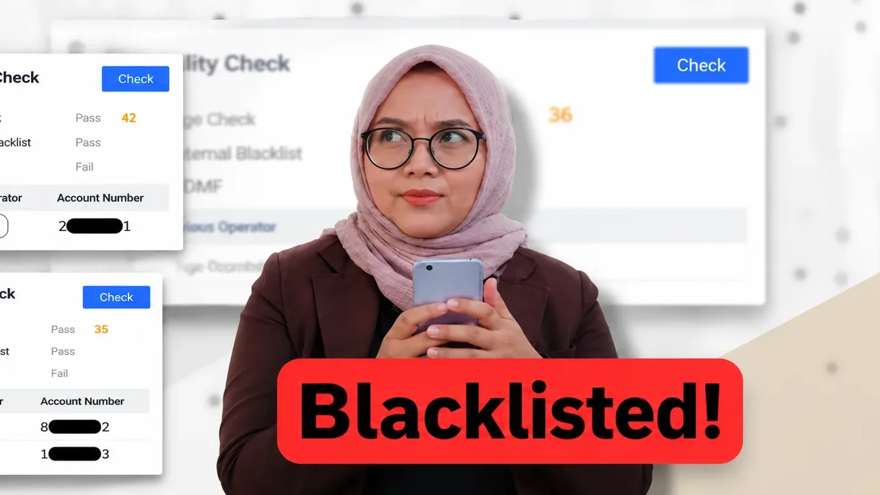 Malaysian business owner reviewing a telco blacklist eligibility check