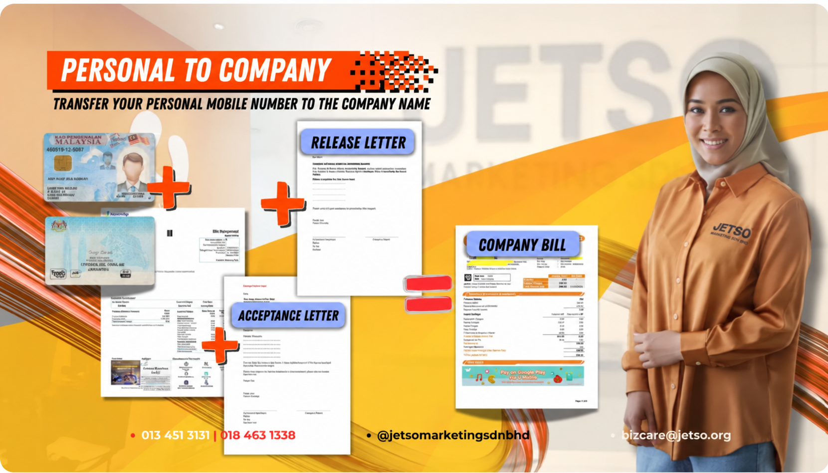 Personal to Company Transfer: IC + Release Letter + Acceptance Letter = Company Bill