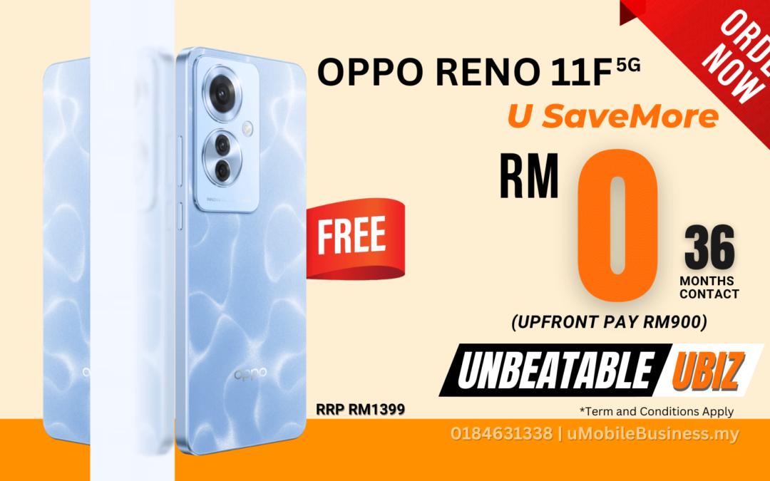 Very lucky u come to here before you buy OPPO Reno 11F 5G phone! Here You can Get it FREE from U Mobile Business Postpaid Plan