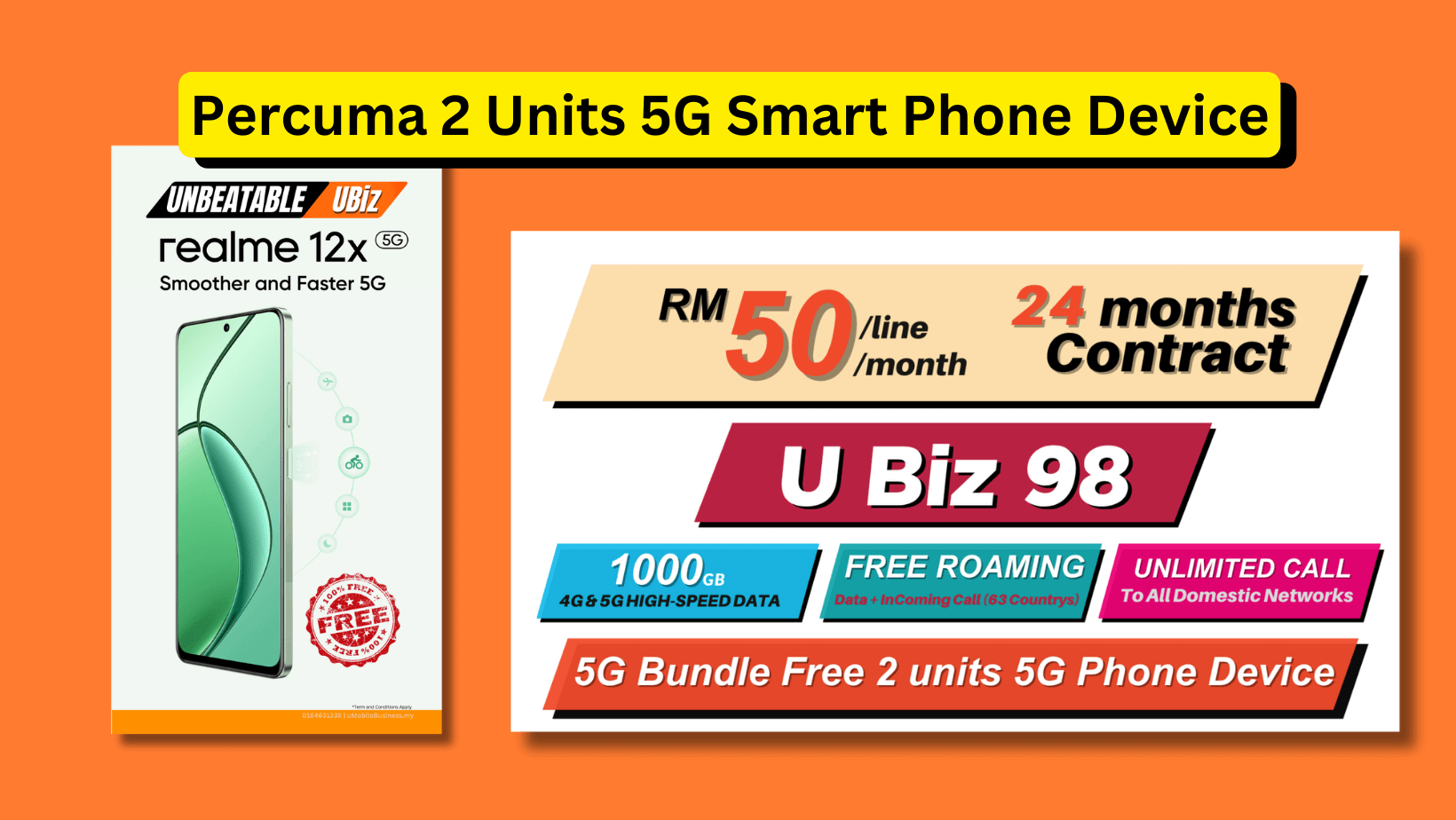 1 Pakej Percuma 2 Unit 5G SmartPhone