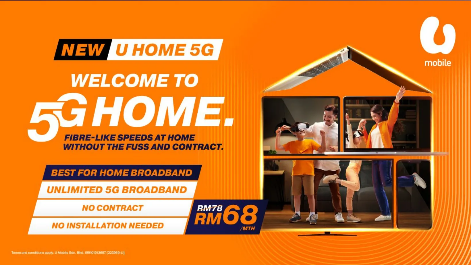 U Mobile U Home 5G Broadband + FREE Wi-Fi 6 5G Router