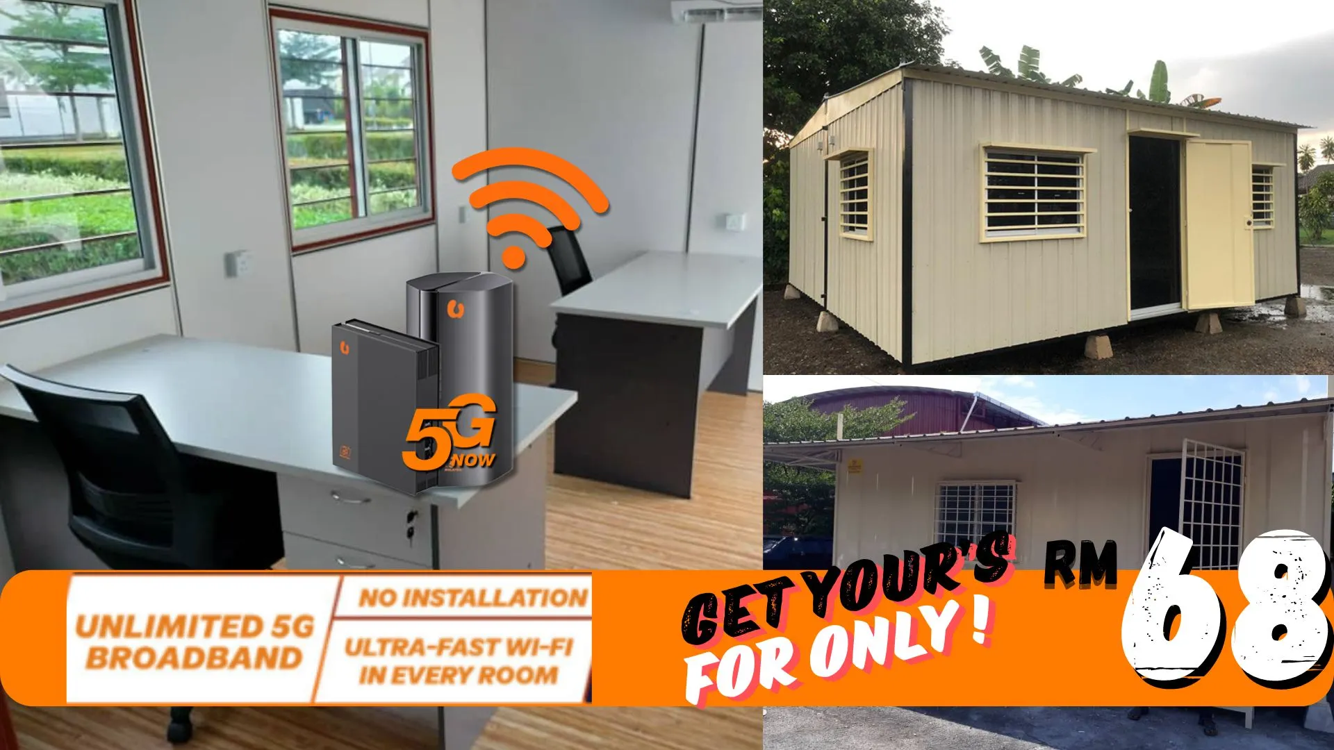cabin office with 5G wireless broadband cabin office with 5G broadband