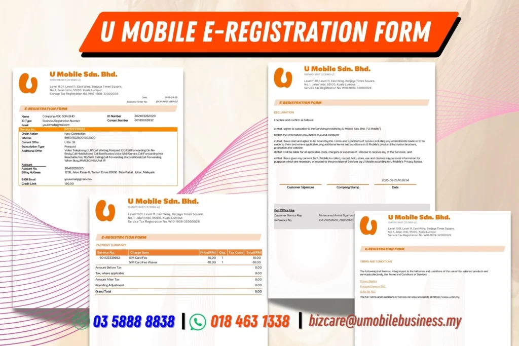 U Mobile Business Plan registration form