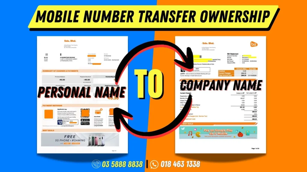 u mobile transfer mobile to company name