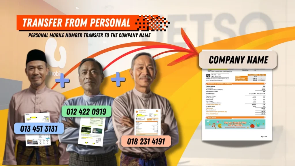 Change name mobile number personal to company